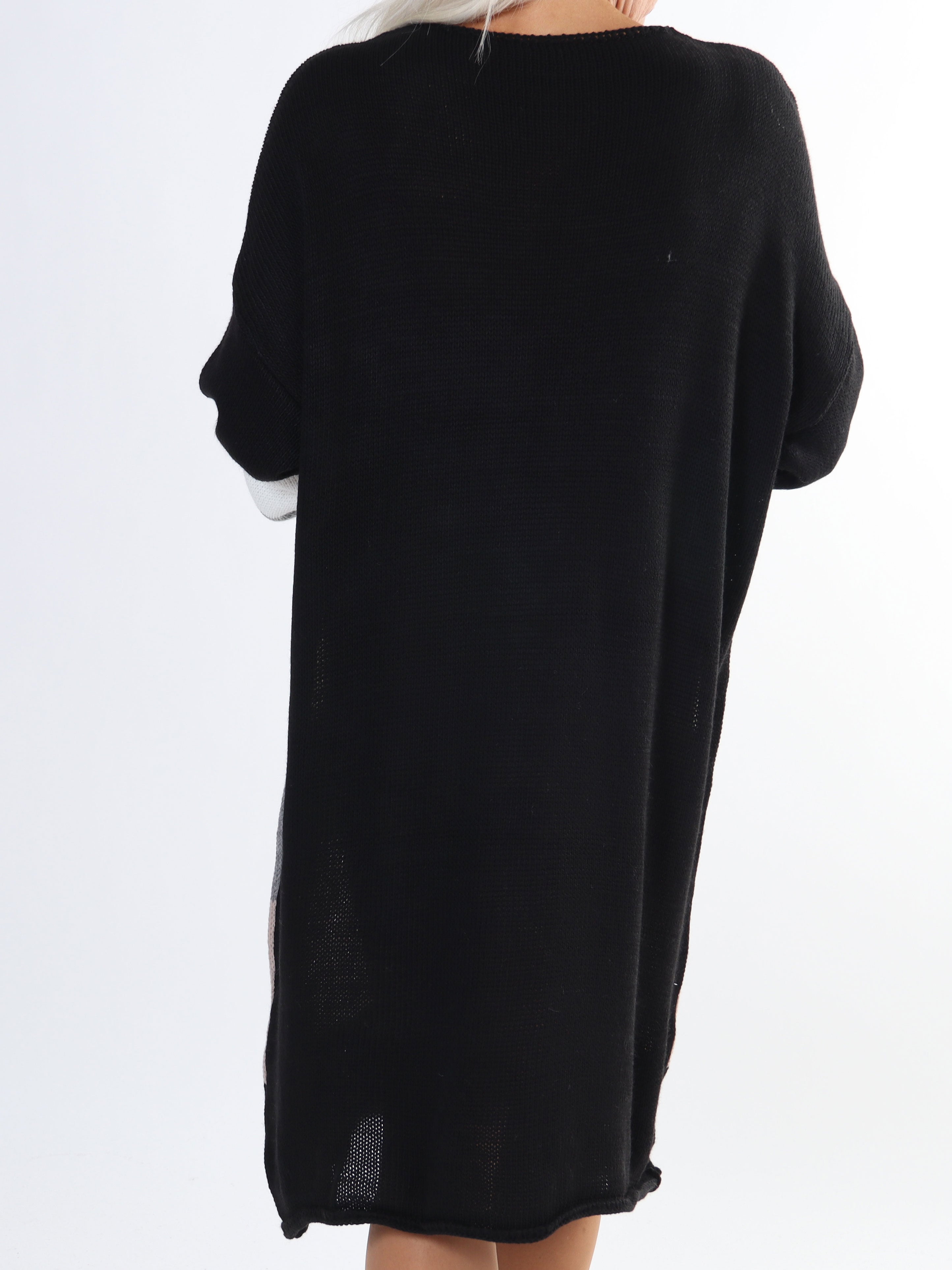 Love - Stickad plus size klänning med breda ränder och text